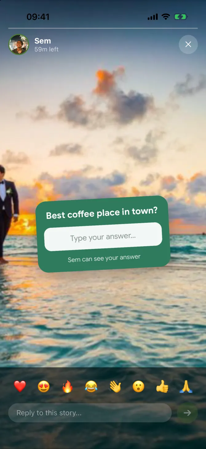 A Story with a question sticker in the flōw app