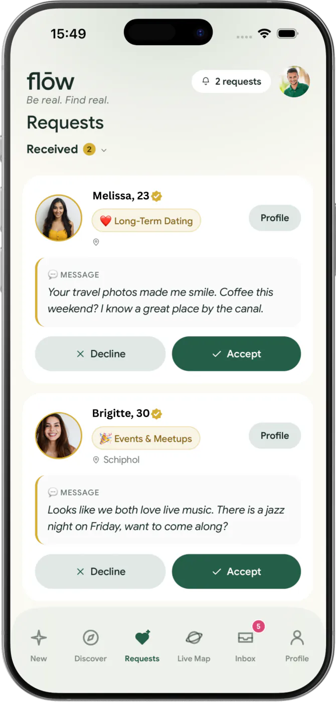 flōw Meet Requests screen